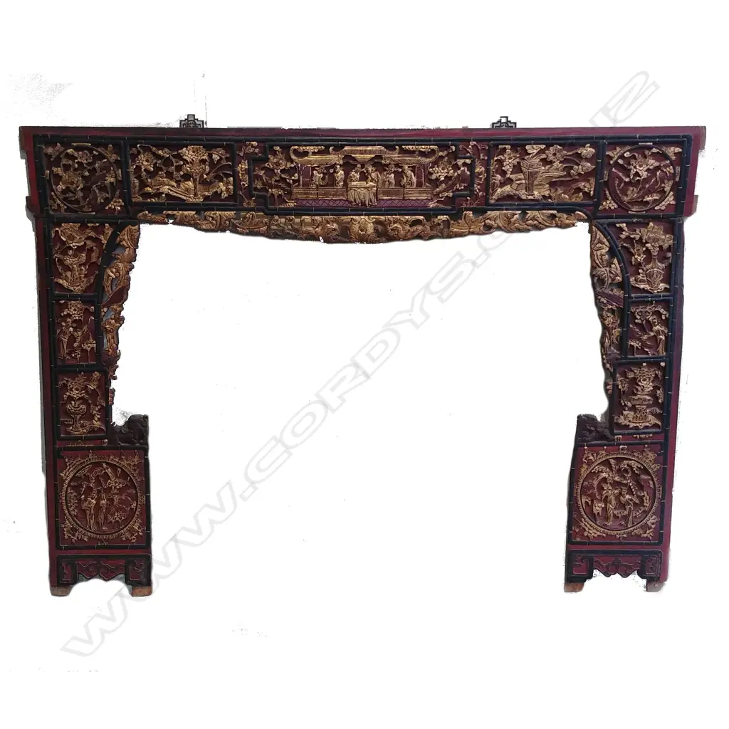 An old Chinese giltwood three-section archway Image 1++
