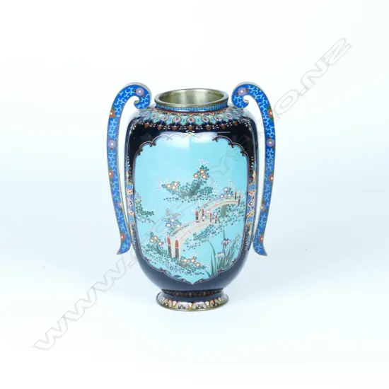 A Japanese cloisonné vase in the manner of Hayashi Kodenji