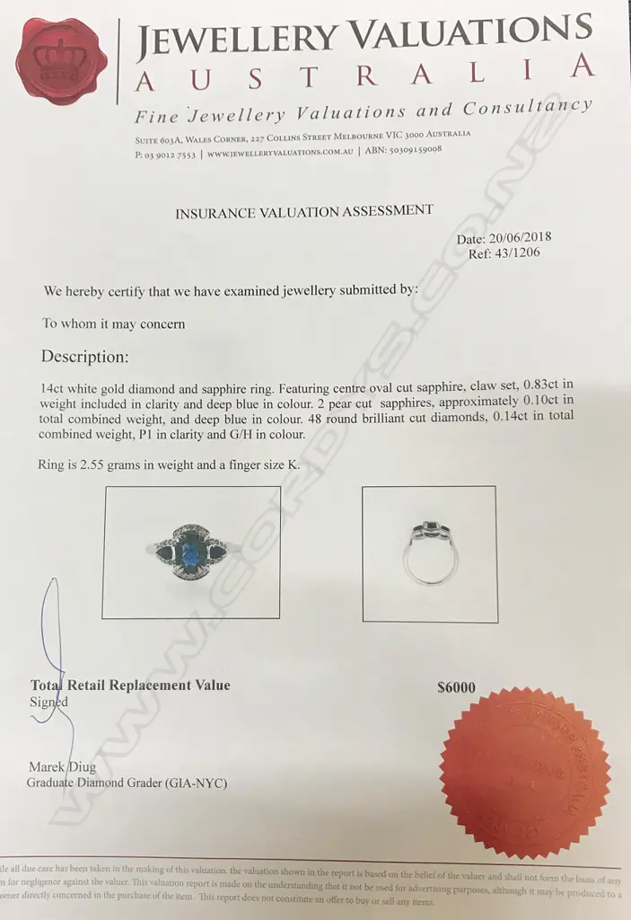 A 14ct. white gold sapphire and diamond ring Image 1++