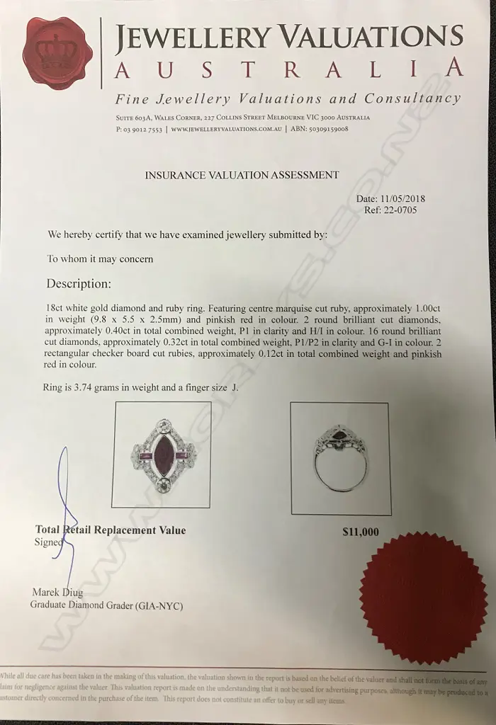 An Art Deco style 18ct. white gold ruby and diamond ring Image 1++