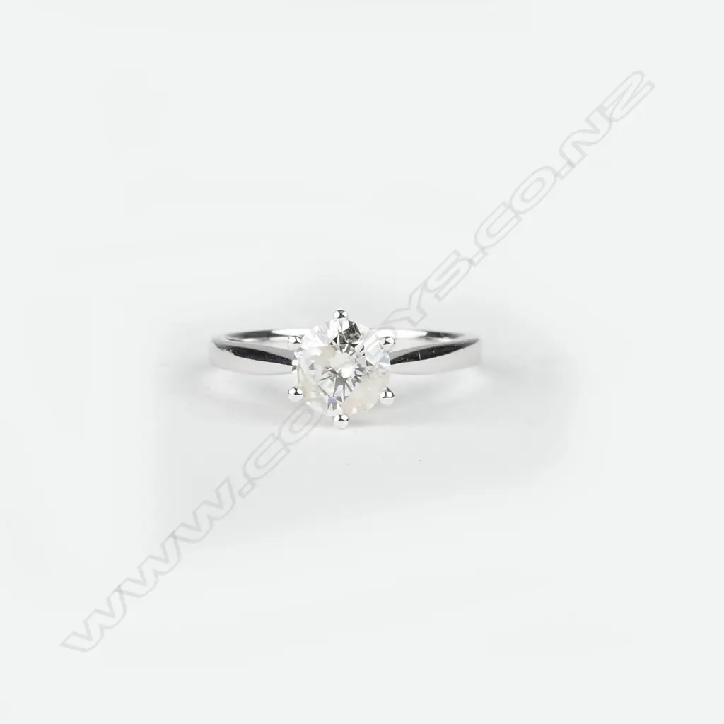 A 14ct. white gold diamond solitaire ring Image 1++