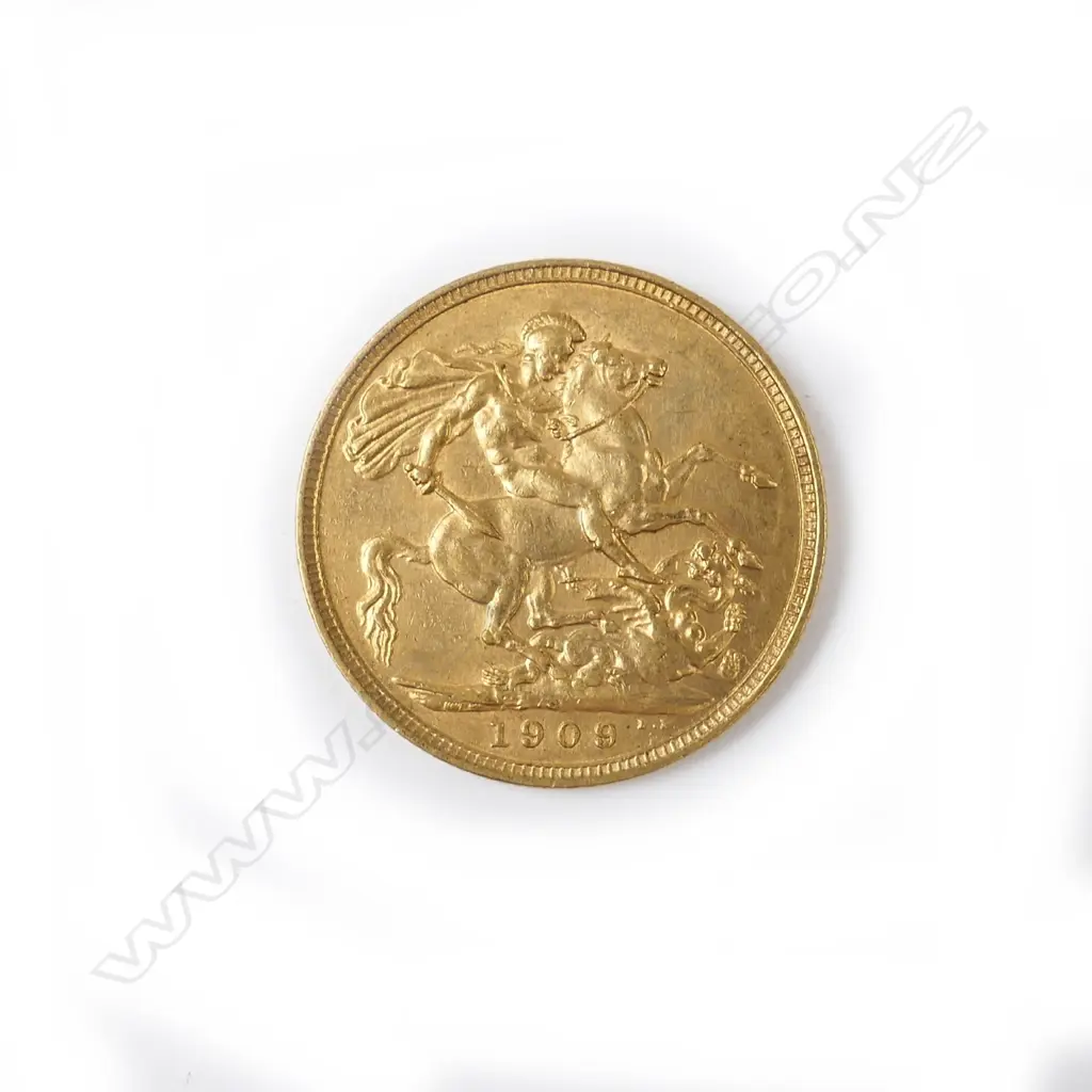 A 1909 gold full sovereign Image 1++