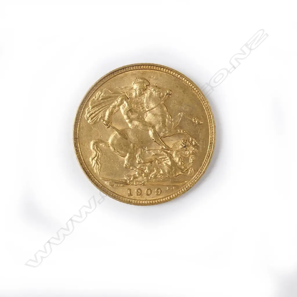 A 1909 gold full sovereign Image 1++