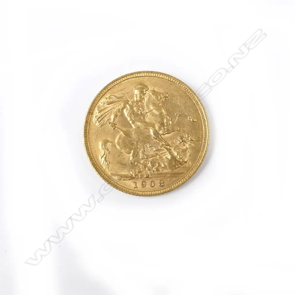 A 1908 gold full sovereign Image 1++