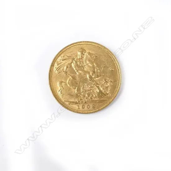 A 1908 gold full sovereign