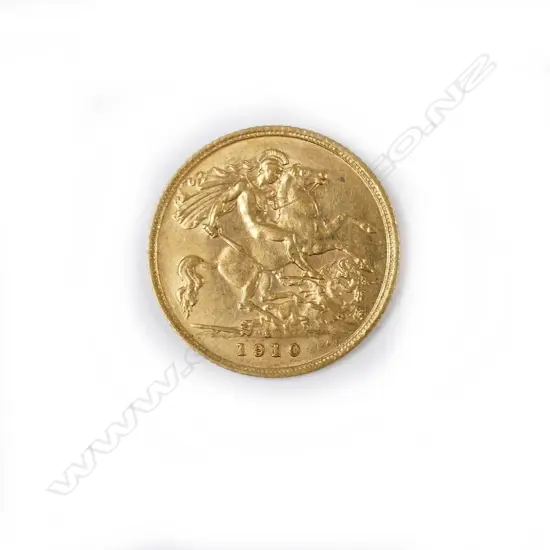 A 1910 gold half sovereign