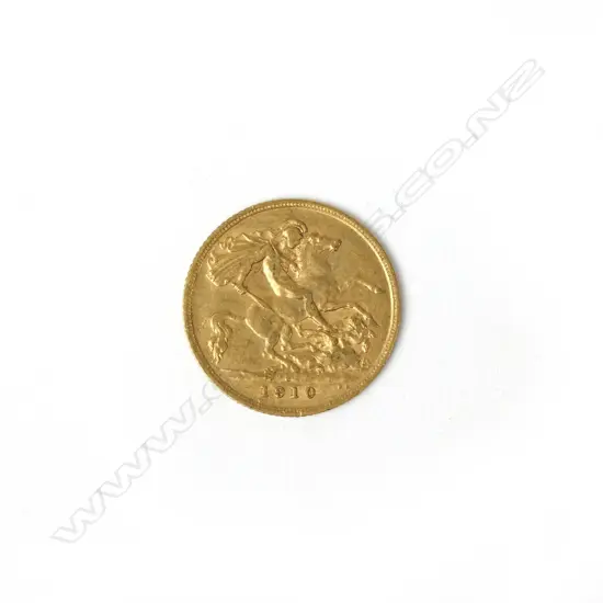 A 1910 gold half sovereign