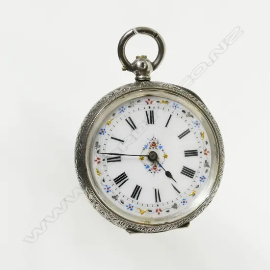 A Continental 0.935 silver cased ladies open face pocket watch