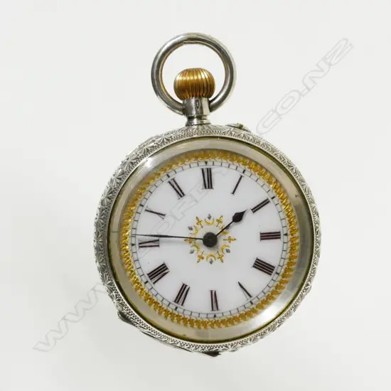 A Continental 0.935 silver cased ladies open face pocket watch