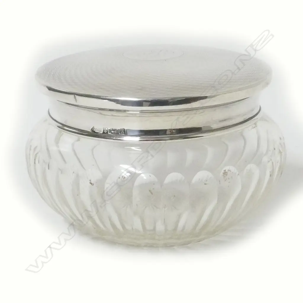 A silver lidded crystal jar Image 1++