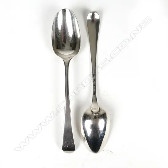 Two George III silver tablespoons