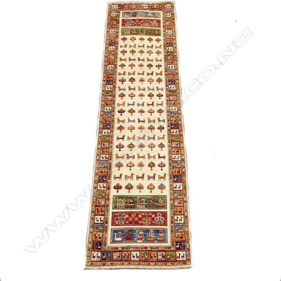 An Afghan Kashkuli hand knotted runner