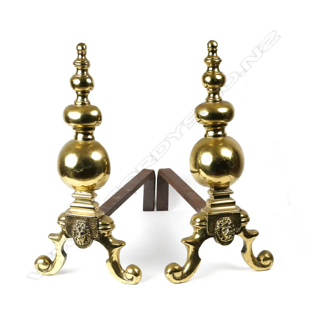 A pair of Regency brass firedogs Image 1++