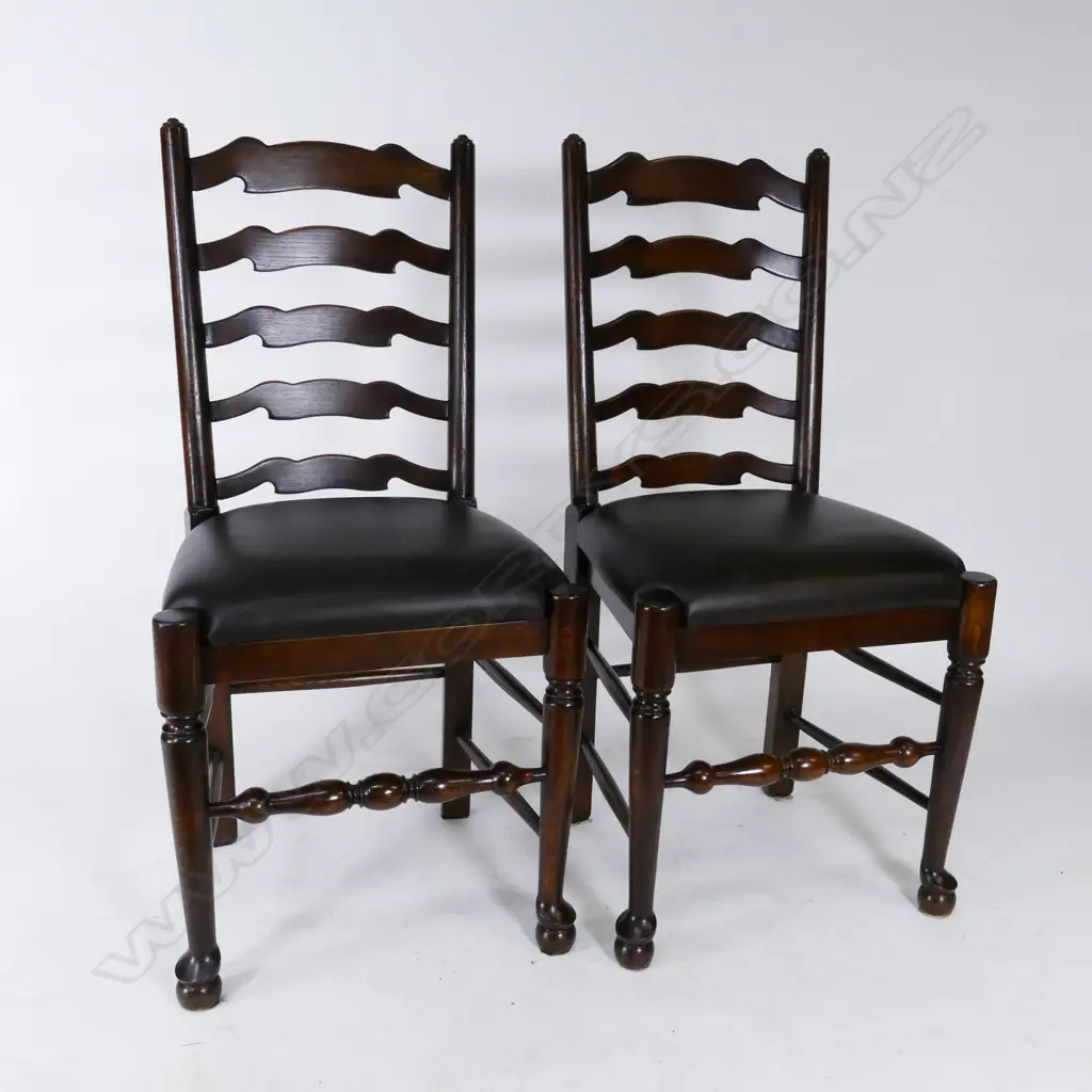 Eight Sefton Powrie oak ladder back chairs Image 1++