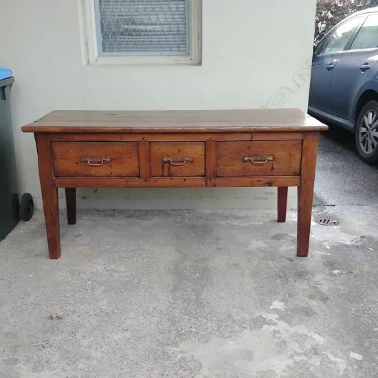 A Georgian style oak country three drawer dresser base