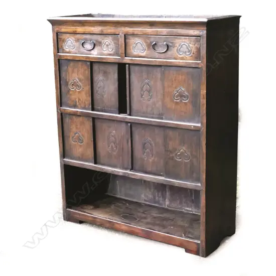 A Korean kitchen cabinet