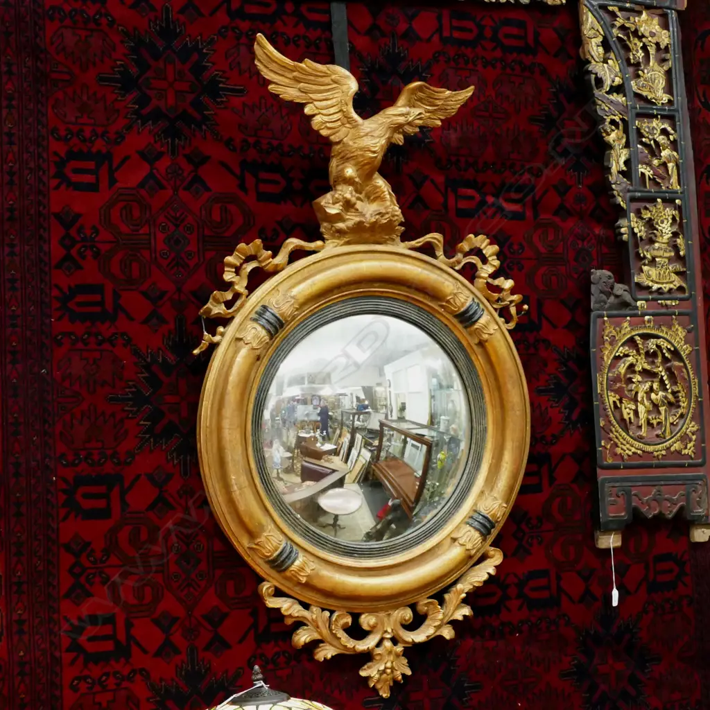 A large 19thC Georgian style convex mirror Image 1++
