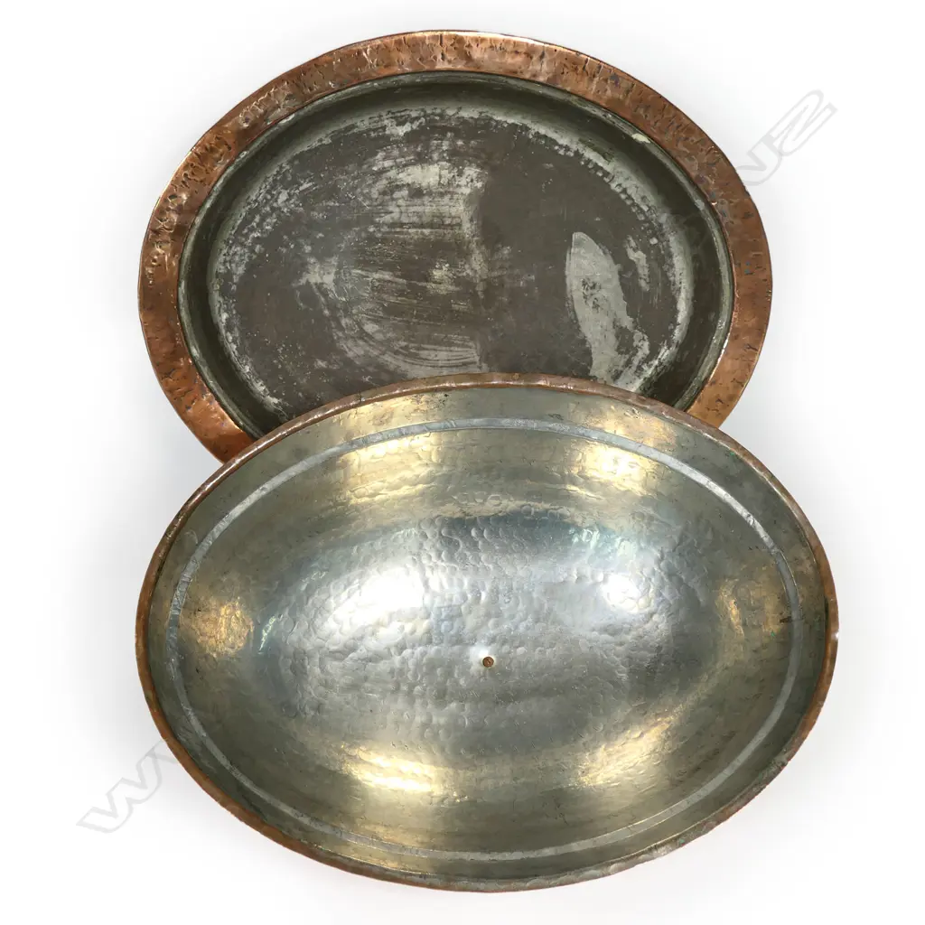 An antique copper serving platter and cover, Image 1++