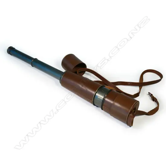 A leather cased five drawer telescope,