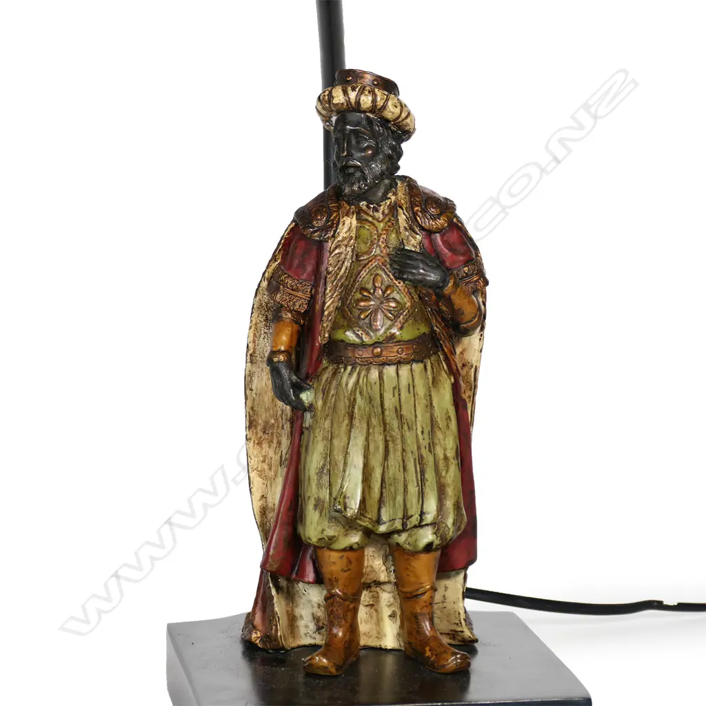 'Eunice Taylor' pair cold painted bronze blackamoor figured lamps, Image 1++