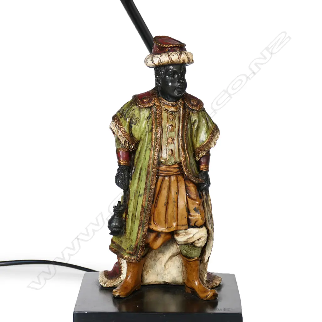 'Eunice Taylor' pair cold painted bronze blackamoor figured lamps, Image 1++