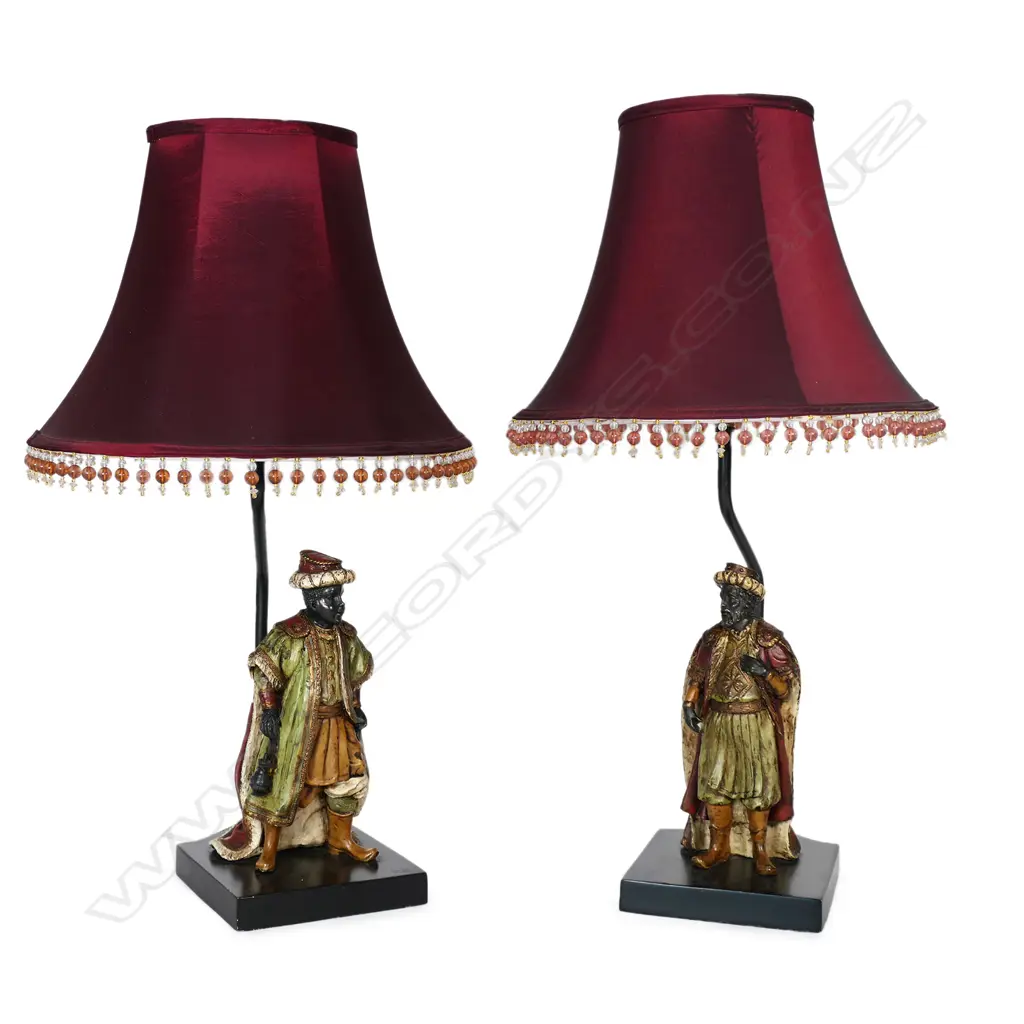 'Eunice Taylor' pair cold painted bronze blackamoor figured lamps, Image 1++