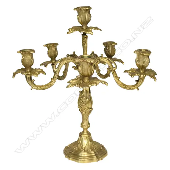 An old French ormolu (gilt bronze) table candelabra,