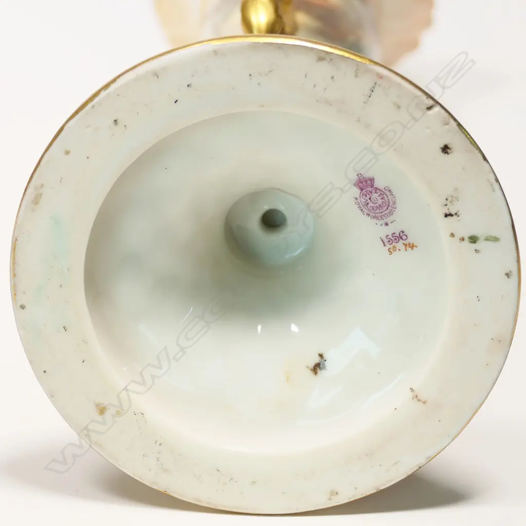 A Royal Worcester trumpet vase painted with peacocks, Image 1++