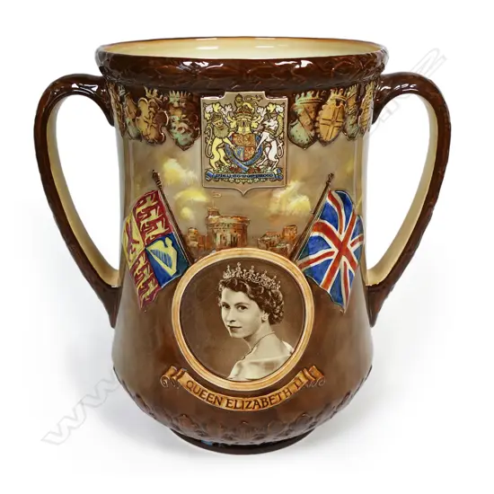 A Royal Doulton Elizabeth II Coronation loving cup,