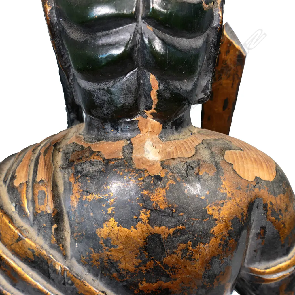 A Japanese vintage Fudo Myo-o painted wood statue, Image 1++