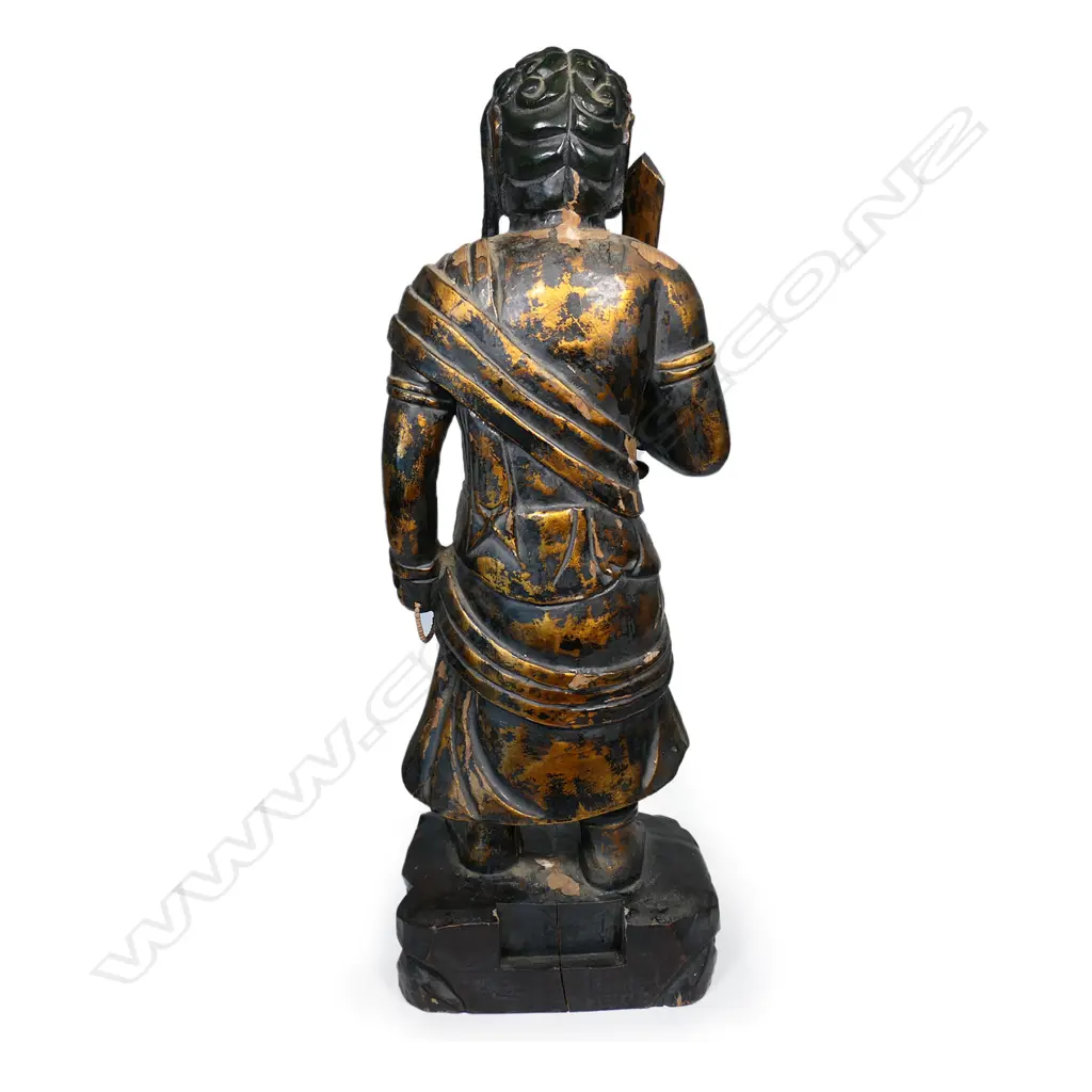 A Japanese vintage Fudo Myo-o painted wood statue, Image 1++