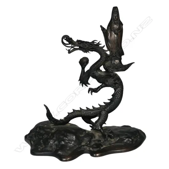 A late 19thC Japanese bronze Quan Yin sculpture,