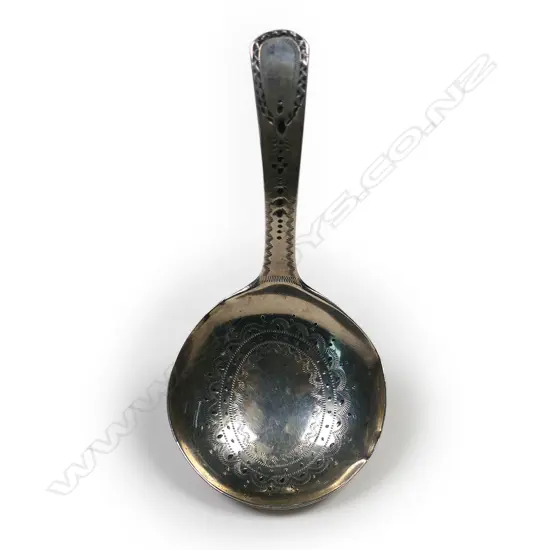 A George III silver caddy spoon,