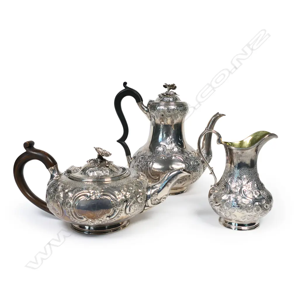 A sterling silver part tea/coffee set, Image 1++