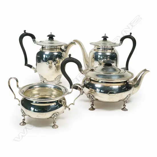 A mid-century Walker and Hall silver part tea and coffee set,