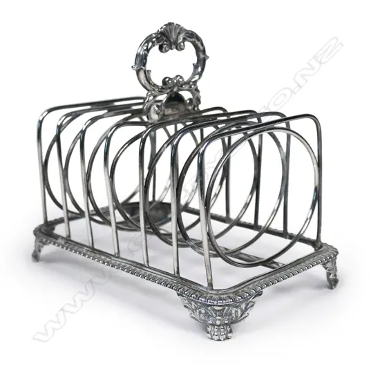 A George IV silver six slice toast rack,
