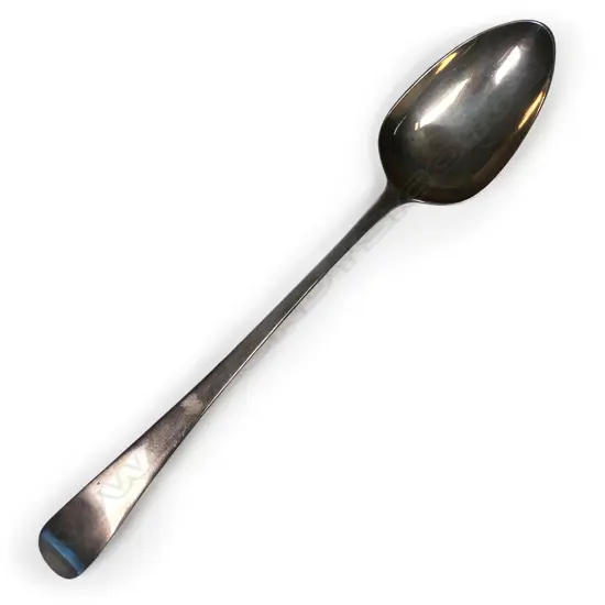 A George III silver pie spoon,