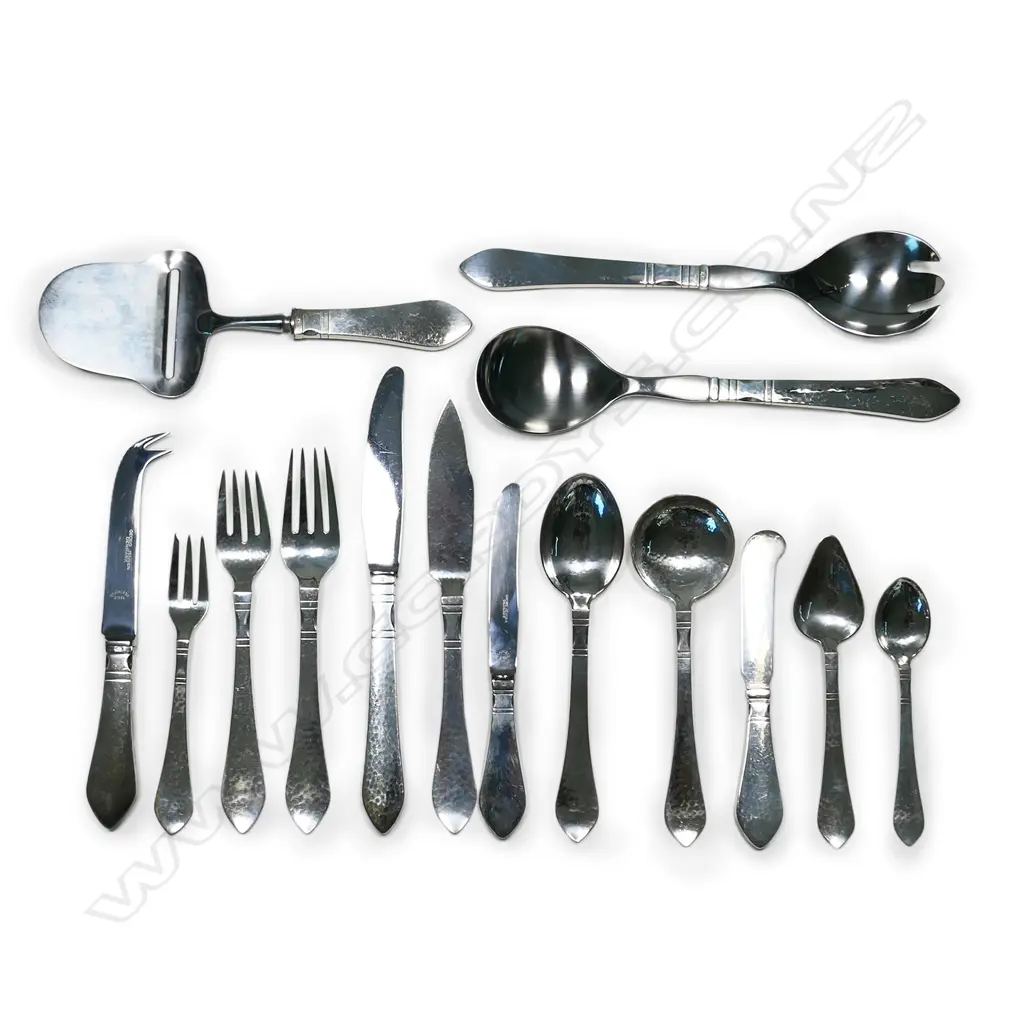 A 1984 Georg Jensen sterling silver six place cutlery set, Image 1++