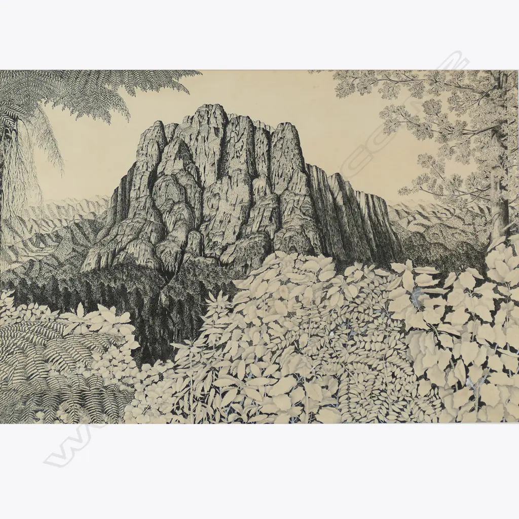 Rei Hamon (1921-) untitled bluff and bush scene, Image 1++