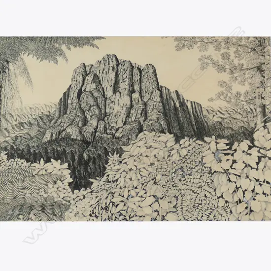 Rei Hamon (1921-) untitled bluff and bush scene,