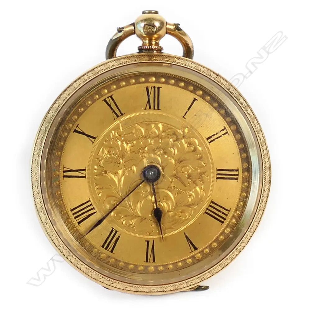 An 18ct gold ladies open face pocket watch, Image 1++