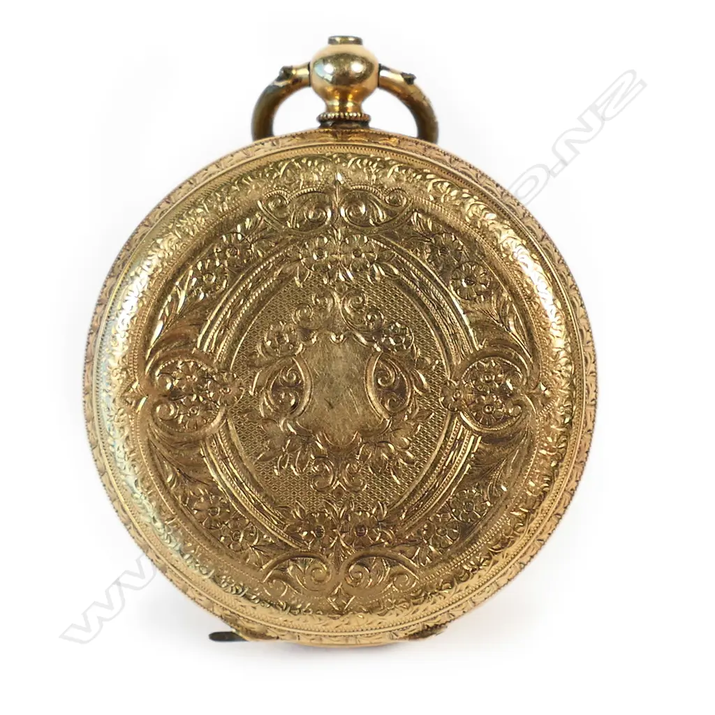 An 18ct gold ladies open face pocket watch, Image 1++