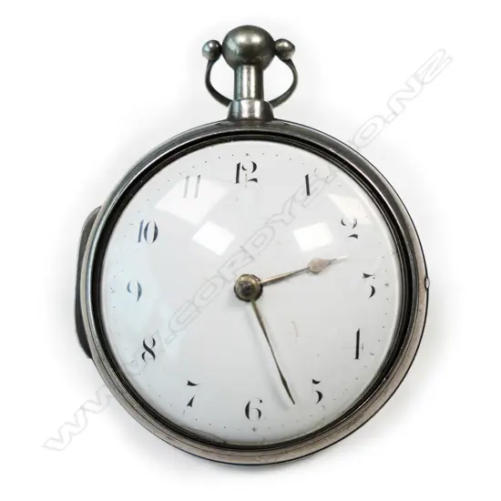 A George III pair case silver pocket watch,