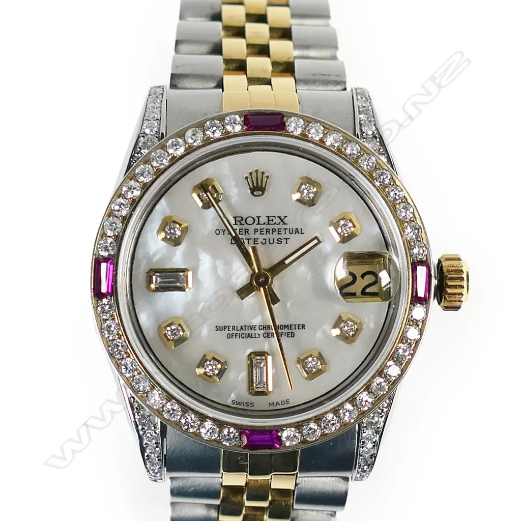A ladies 18ct gold and stainless-steel Rolex oyster perpetual Datejust wrist watch, Image 1++