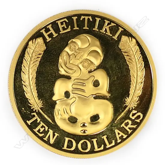 A gold (0.999) NZ 1oz ten-dollar coin,