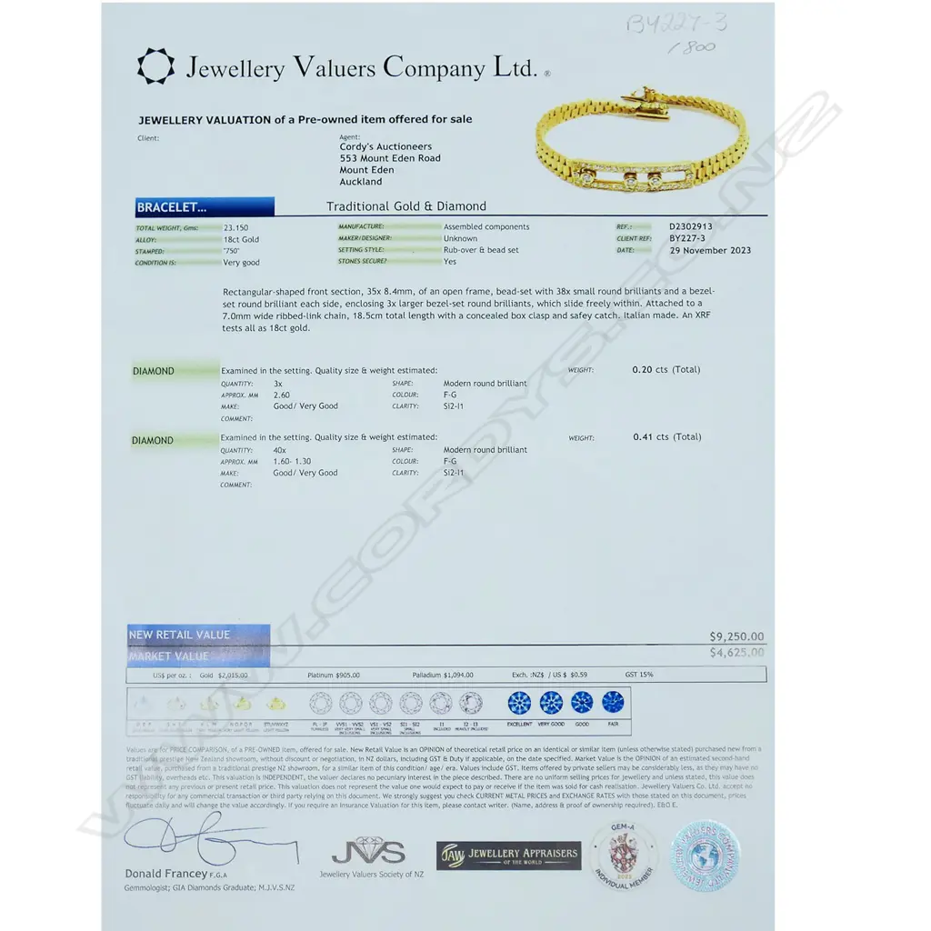 An 18ct yellow gold and diamond bracelet, Image 1++