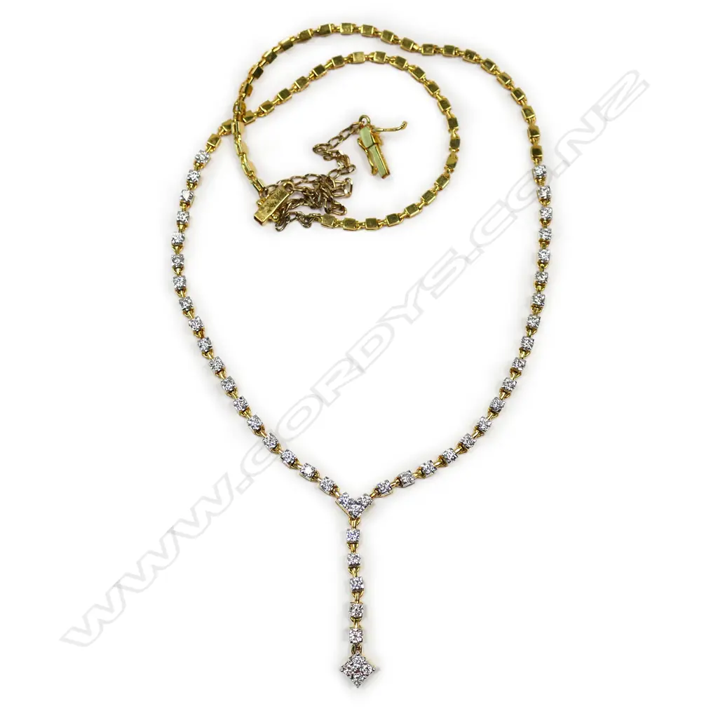 An mainly 18ct yellow gold and diamond necklace, Image 1++