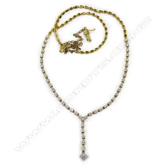 An mainly 18ct yellow gold and diamond necklace,
