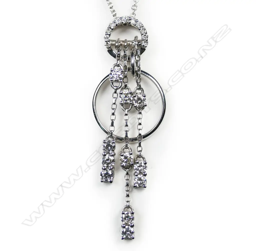 An 18ct white gold and diamond necklace, Image 1++