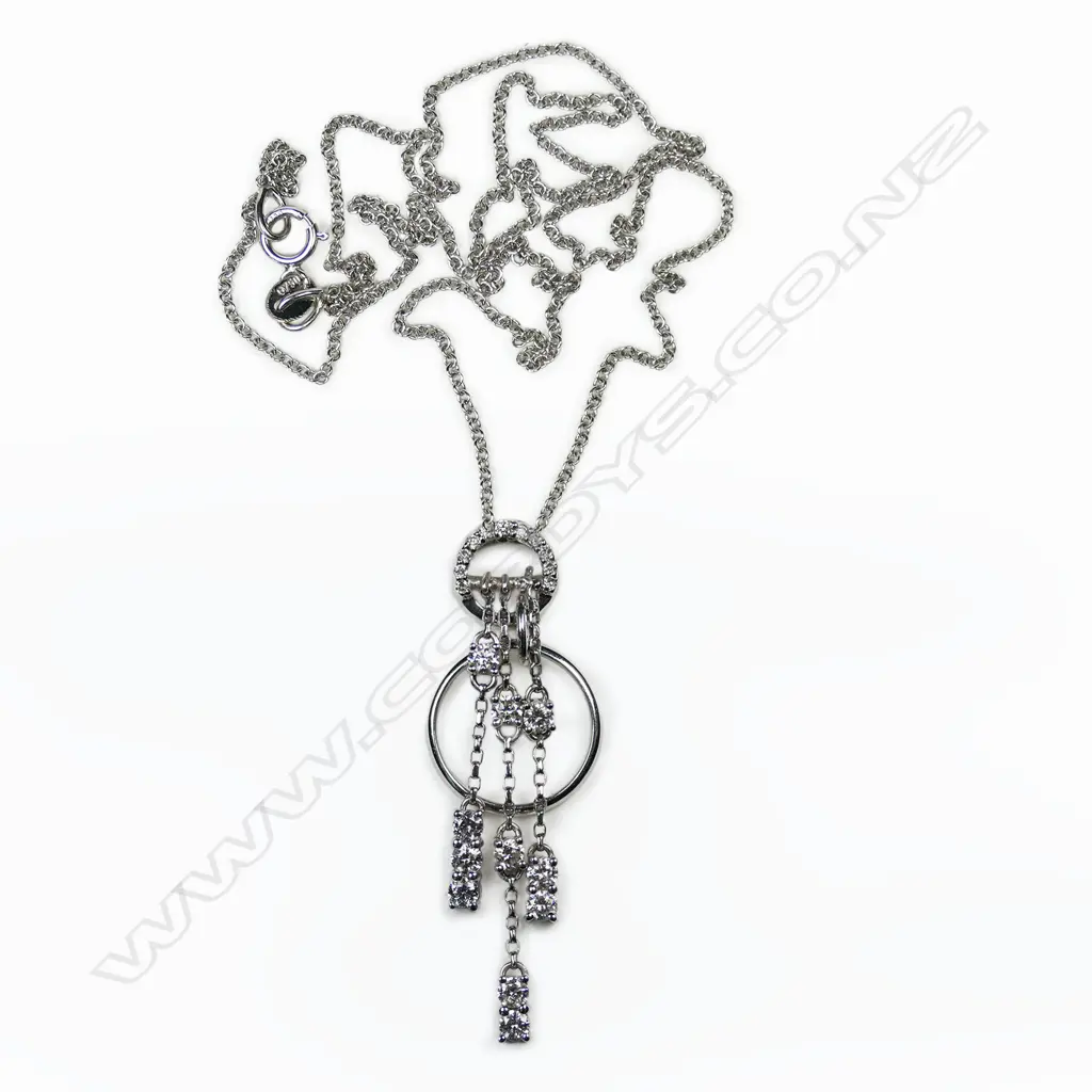 An 18ct white gold and diamond necklace, Image 1++